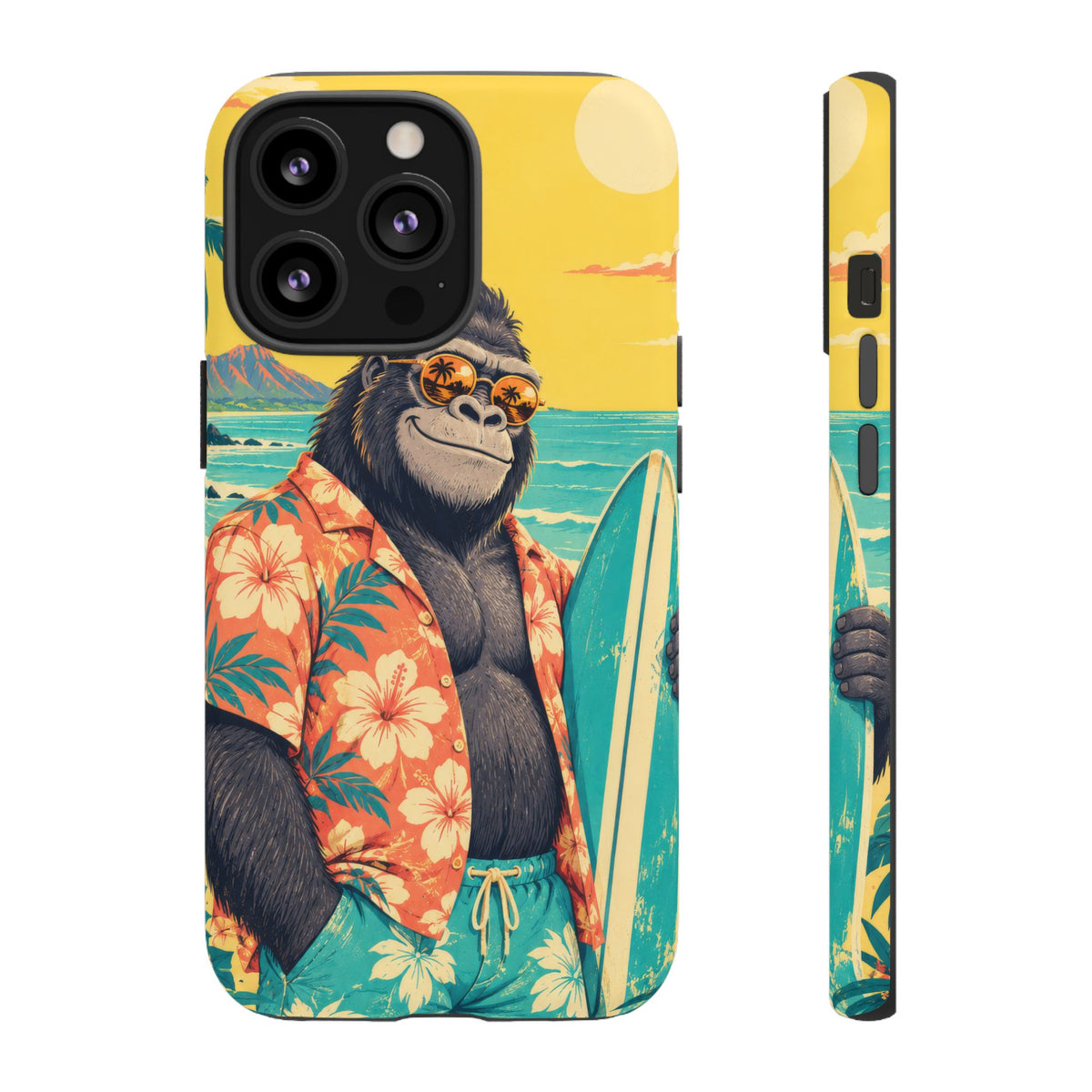 Banana Break iPhone Tough Case | Retro Surf Gorilla Art