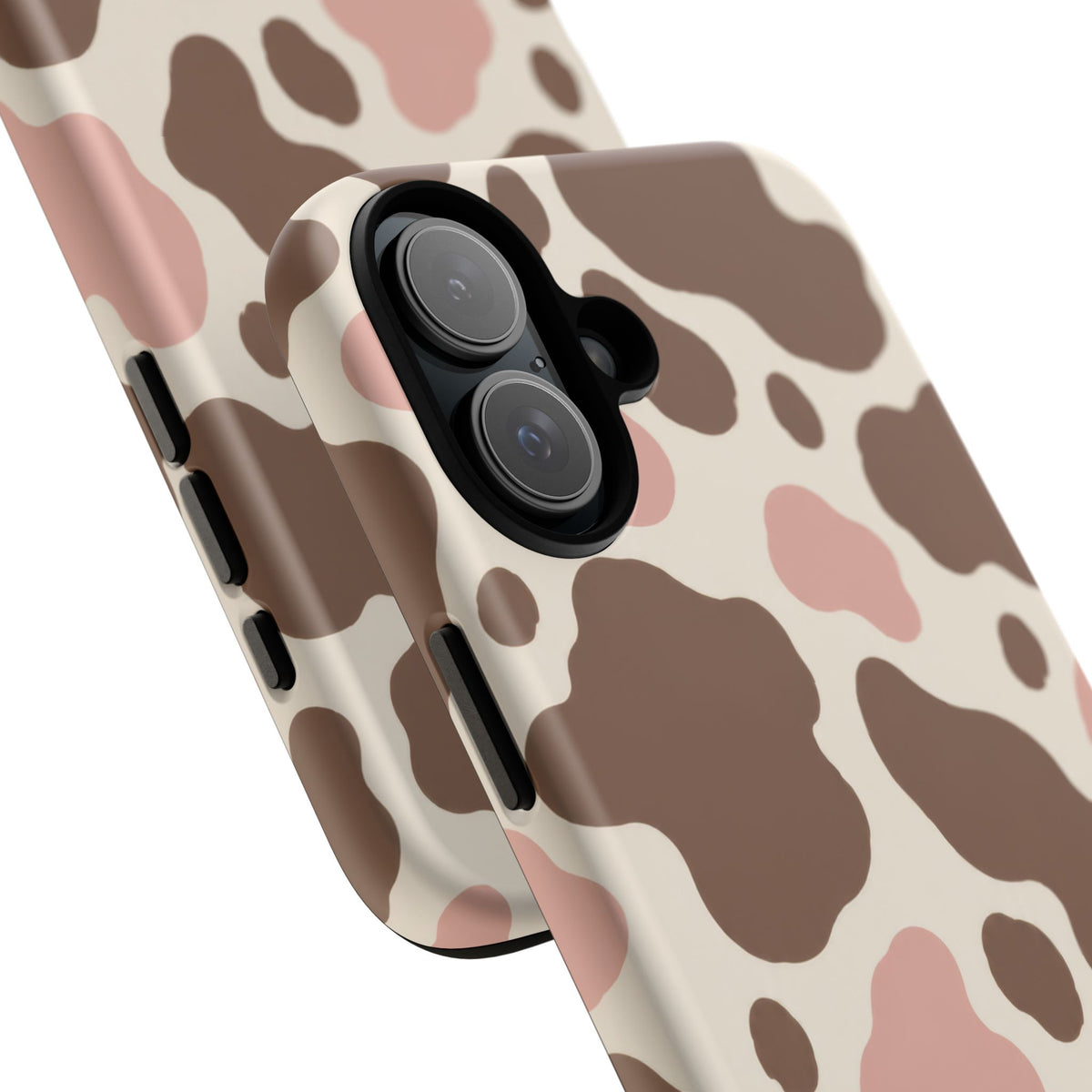 Mocha Blush iPhone Tough Case | Brown & Pink Cow Print