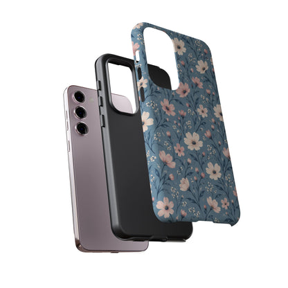 Blue Meadow Samsung Galaxy Tough Case | Pink & Ivory Floral on Blue