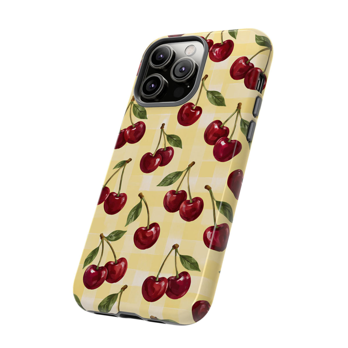 Cherry Gingham iPhone Tough Case | Cherry Picnic