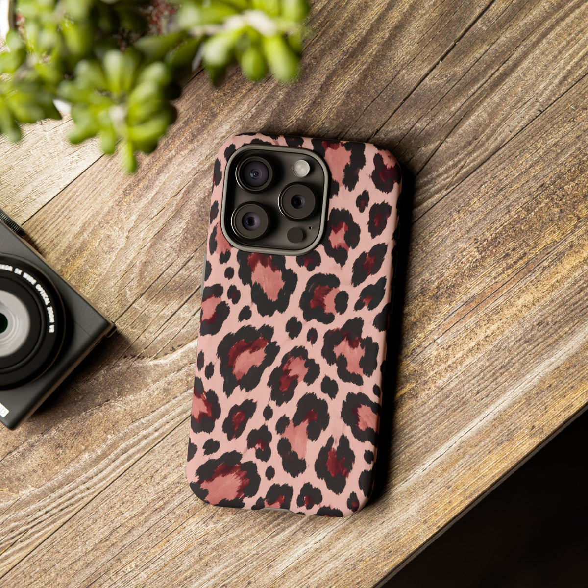 Wild Burgundy iPhone Tough Case | leopard print