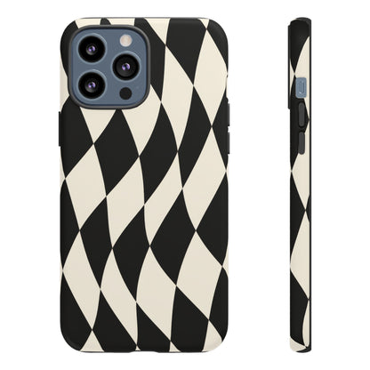 Harlequin Sway iPhone Tough Case | Black & White Harlequin
