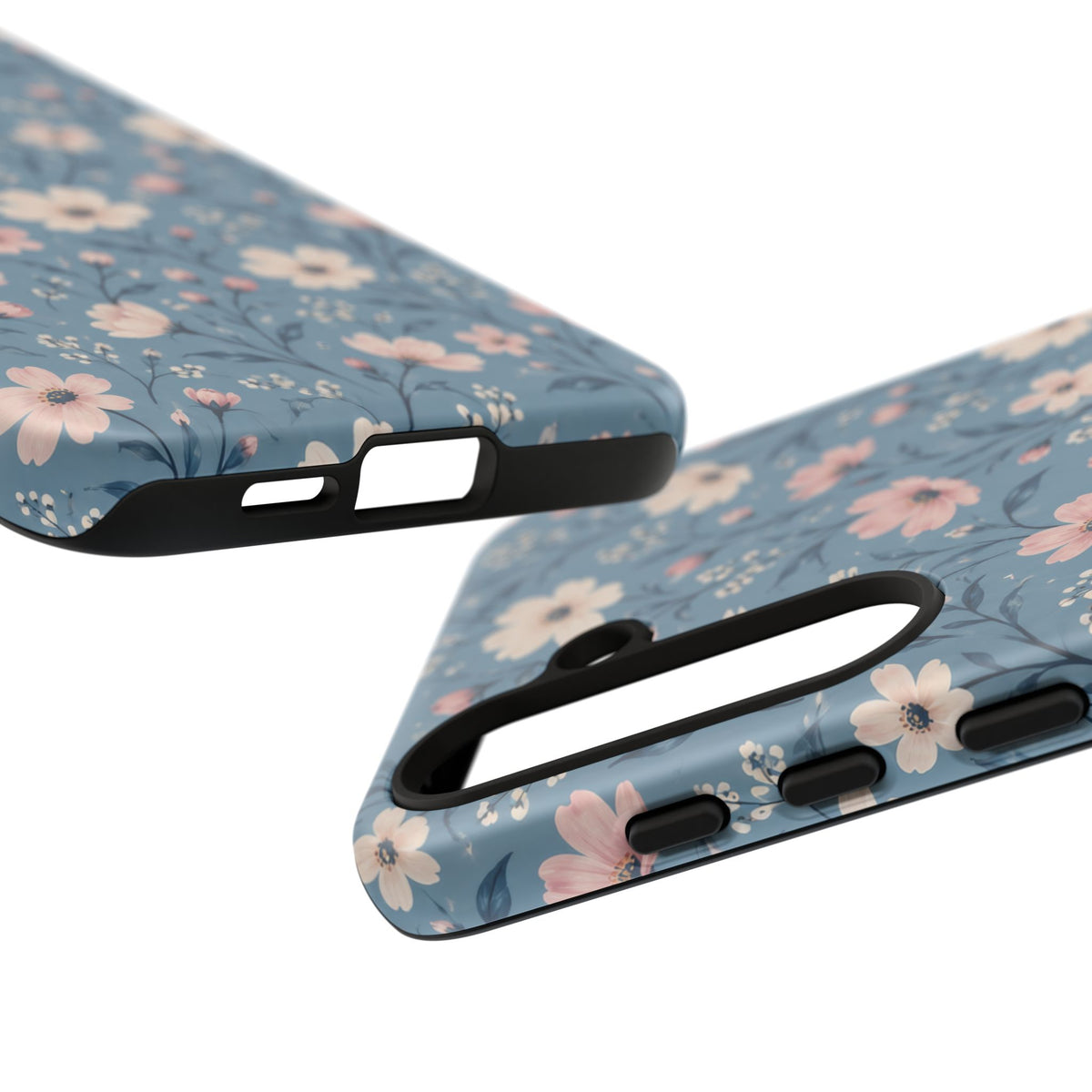 Blue Meadow Samsung Galaxy Tough Case | Pink & Ivory Floral on Blue