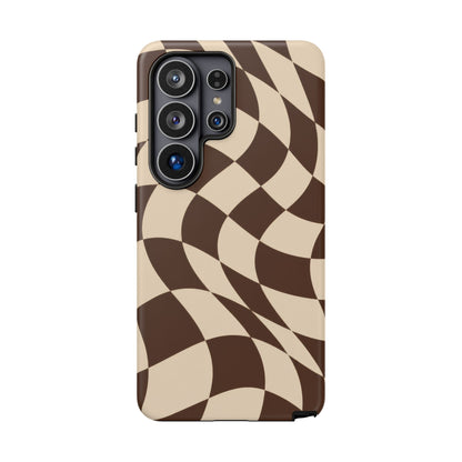 Espresso Wave Samsung Galaxy Tough Case | brown checkerboard