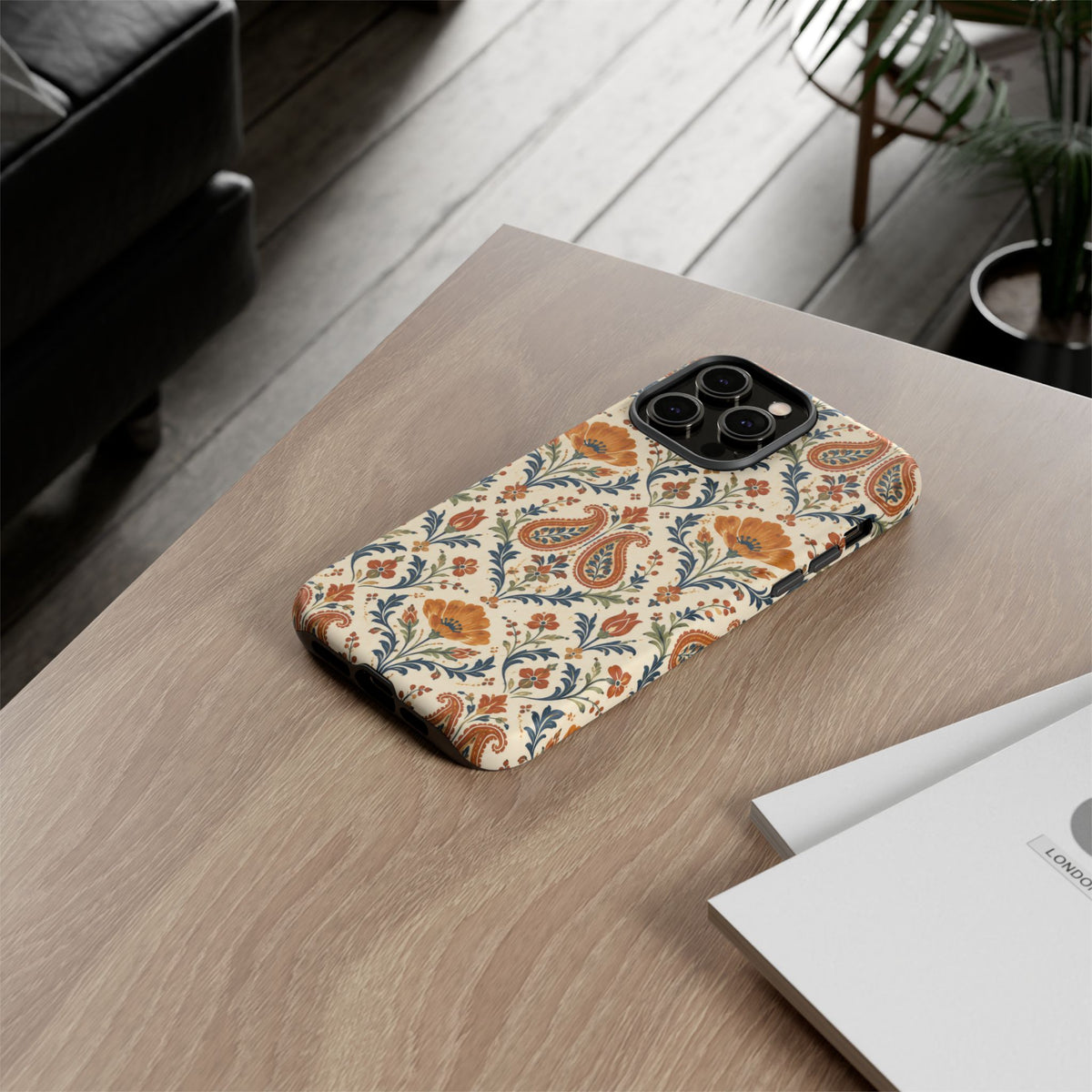 Terracotta Arabesque iPhone Tough Case | Terracotta Floral Paisley