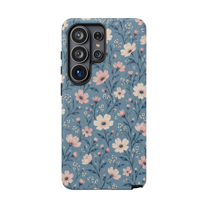 Blue Meadow Samsung Galaxy Tough Case | Pink & Ivory Floral on Blue