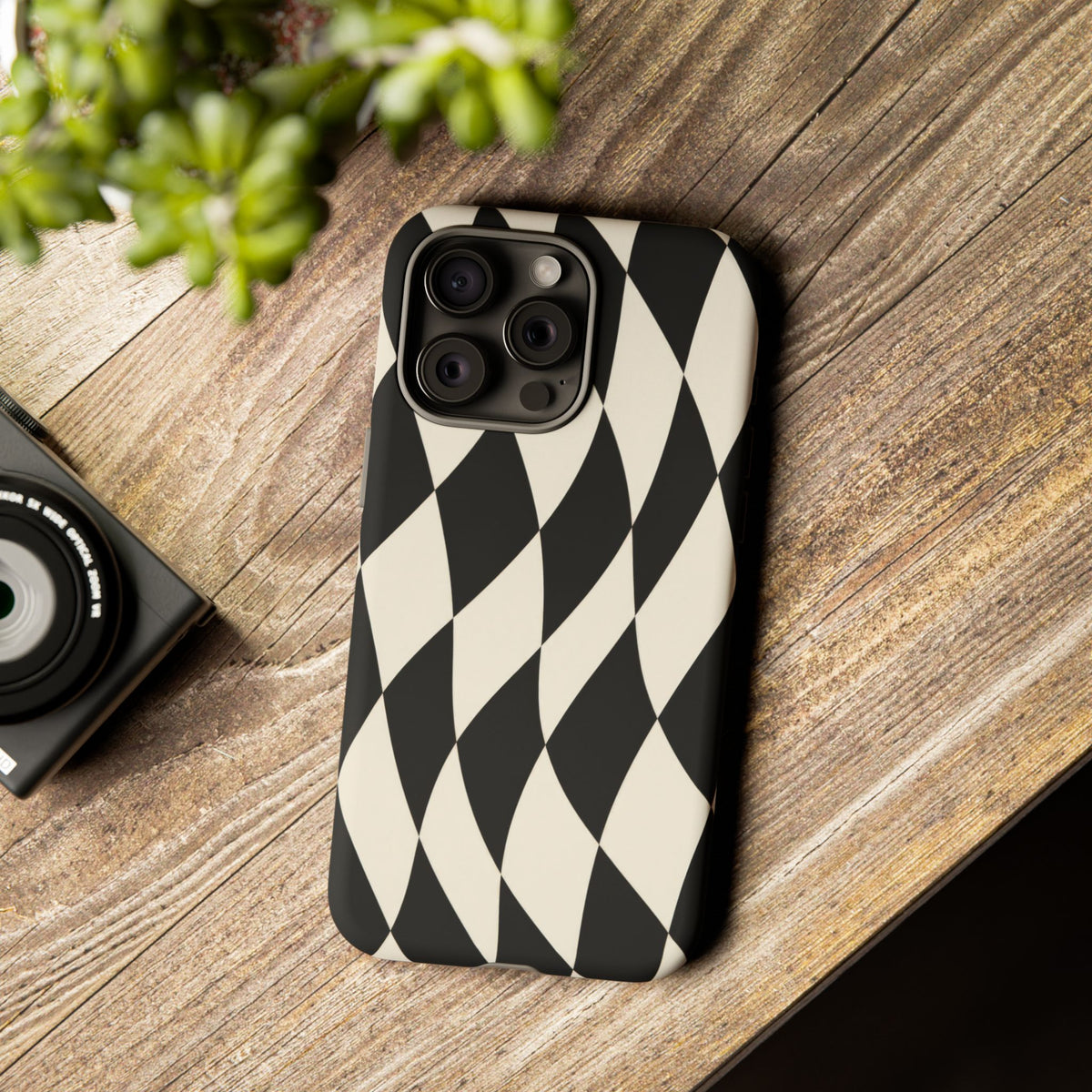 Harlequin Sway iPhone Tough Case | Black & White Harlequin