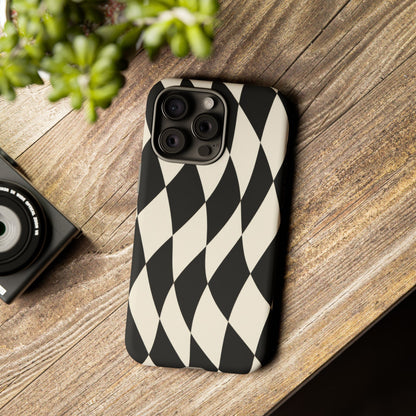 Harlequin Sway iPhone Tough Case | Black & White Harlequin