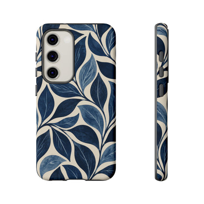 Indigo Folia Samsung Galaxy Tough Case | Indigo & Ivory Leaf Pattern