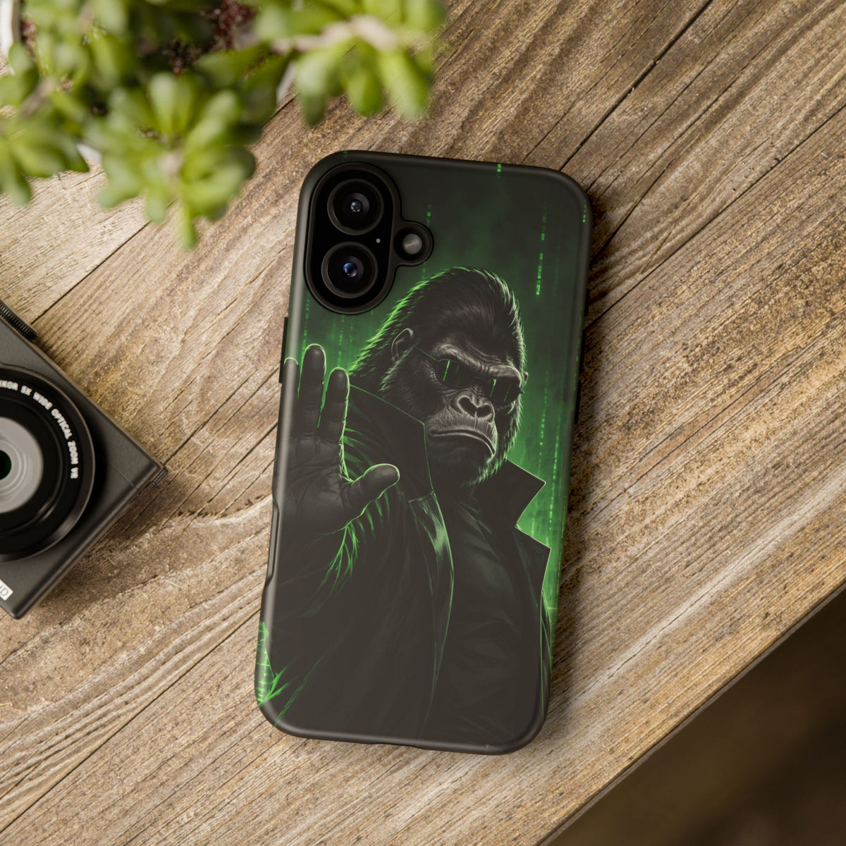 Cyberpunk Gorilla iPhone Tough Case | Neon Code Silverback