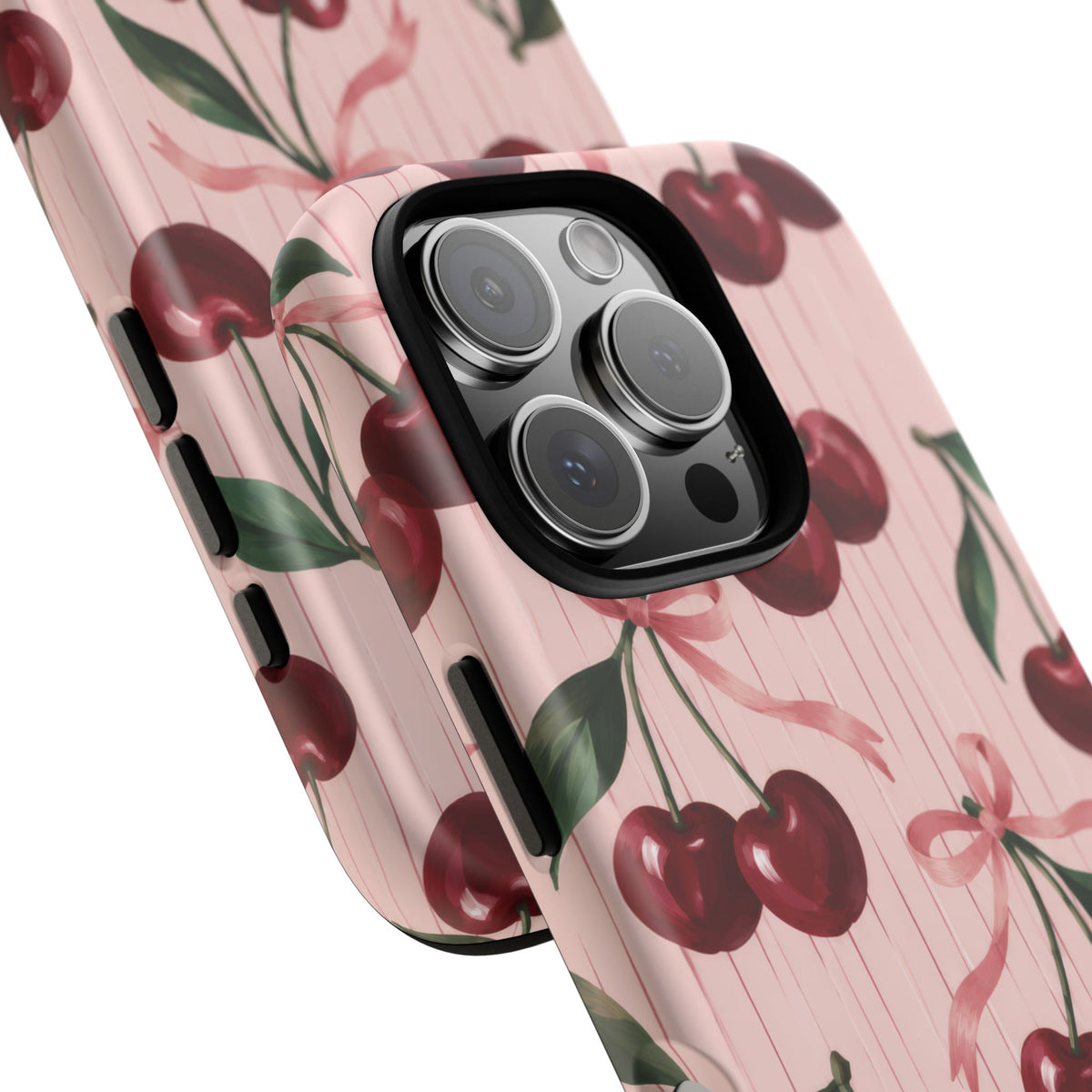 Cherry Ribbon iPhone Tough Case | cherry print