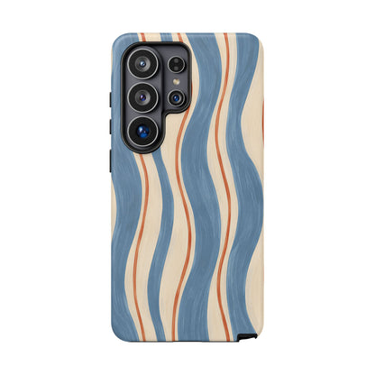 Blue Wavy Stripe Samsung Galaxy Tough Case | Riviera Ribbons