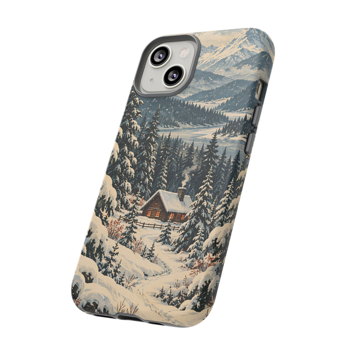 Vintage Winter Cabin Tough Phone Case
