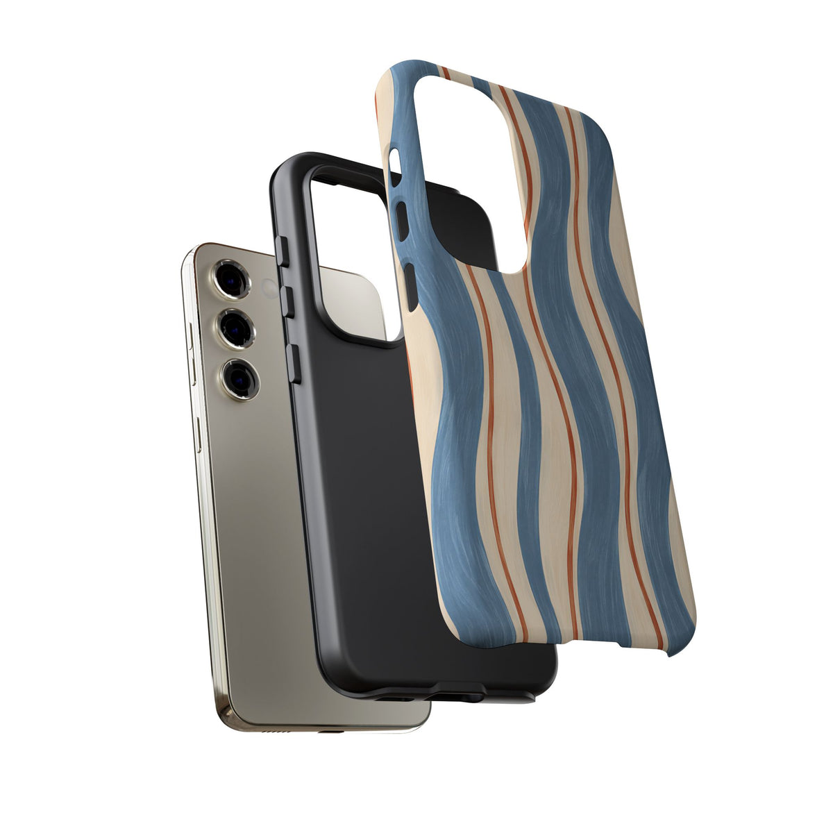 Blue Wavy Stripe Samsung Galaxy Tough Case | Riviera Ribbons