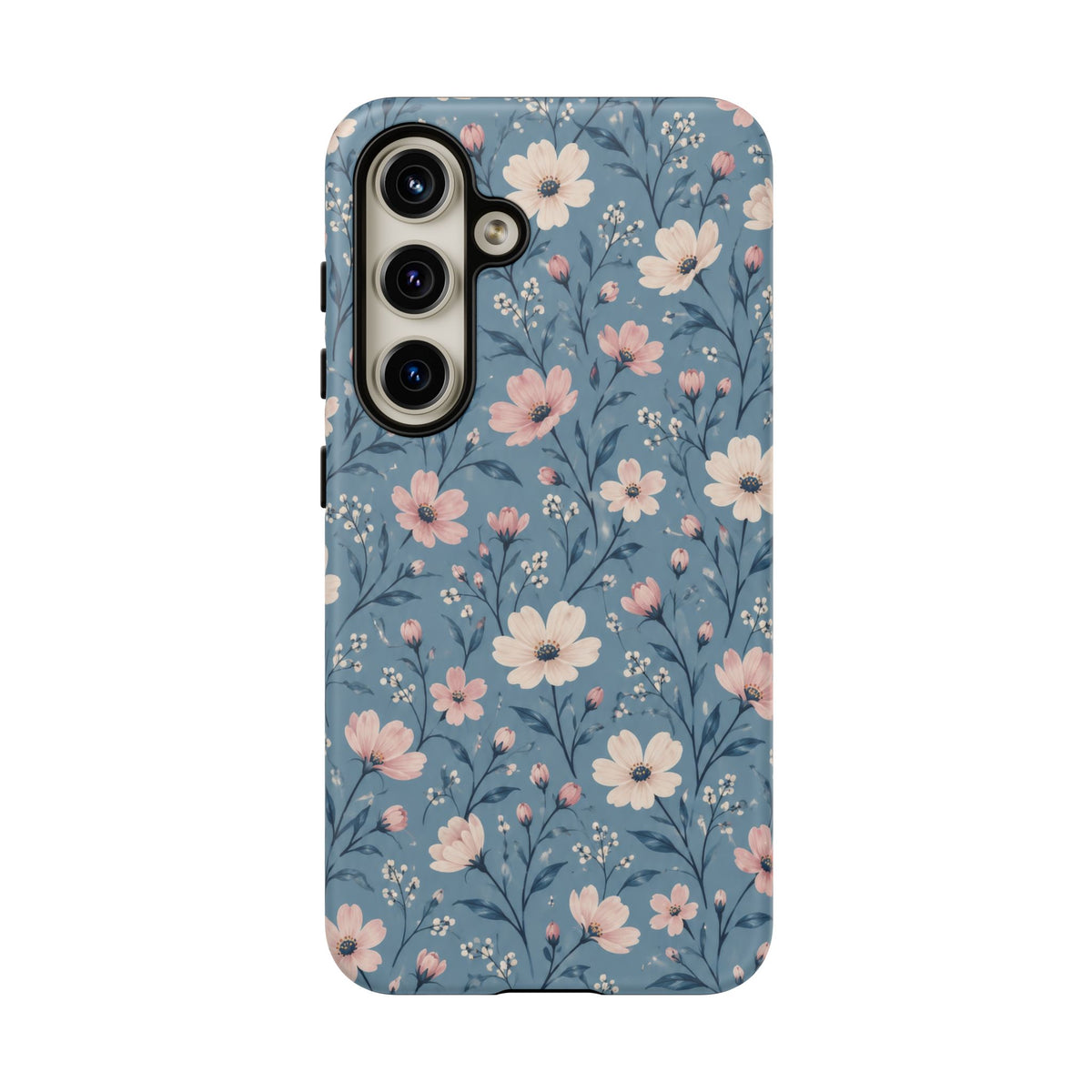 Blue Meadow Samsung Galaxy Tough Case | Pink & Ivory Floral on Blue