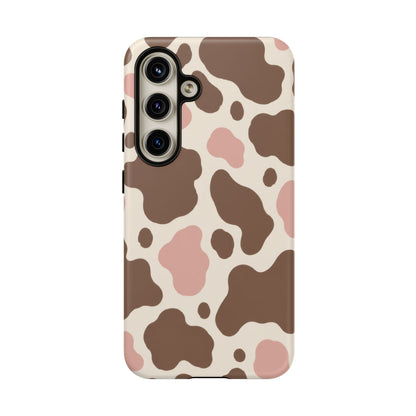 Mocha Blush Samsung Galaxy Tough Case | Brown & Pink Cow Print