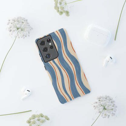 Blue Wavy Stripe Samsung Galaxy Tough Case | Riviera Ribbons
