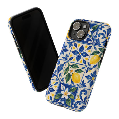 Blue Lemon Tile iPhone Tough Case | Azulejo Orchard