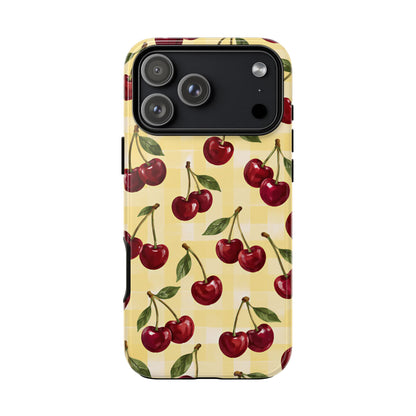 Cherry Gingham iPhone Tough Case | Cherry Picnic