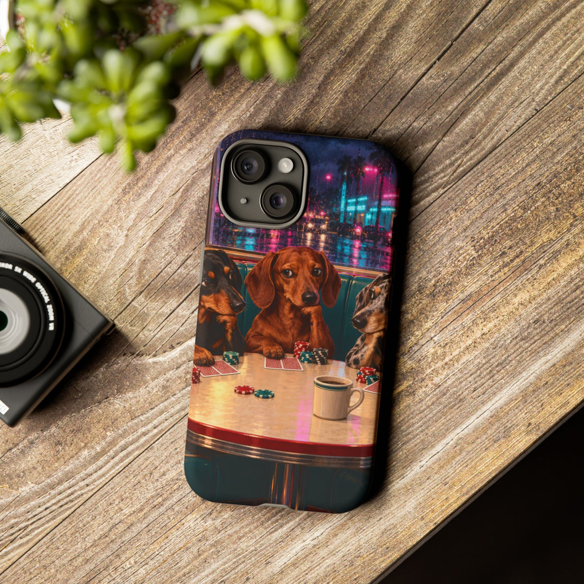 All-Night Aces iPhone Tough Case | dachshund poker