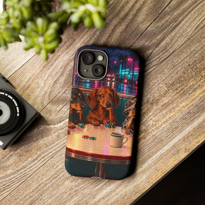 All-Night Aces iPhone Tough Case | dachshund poker