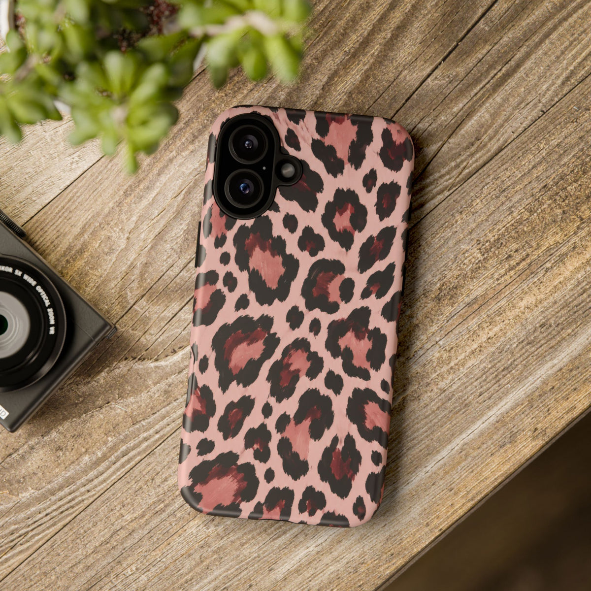 Wild Burgundy iPhone Tough Case | leopard print