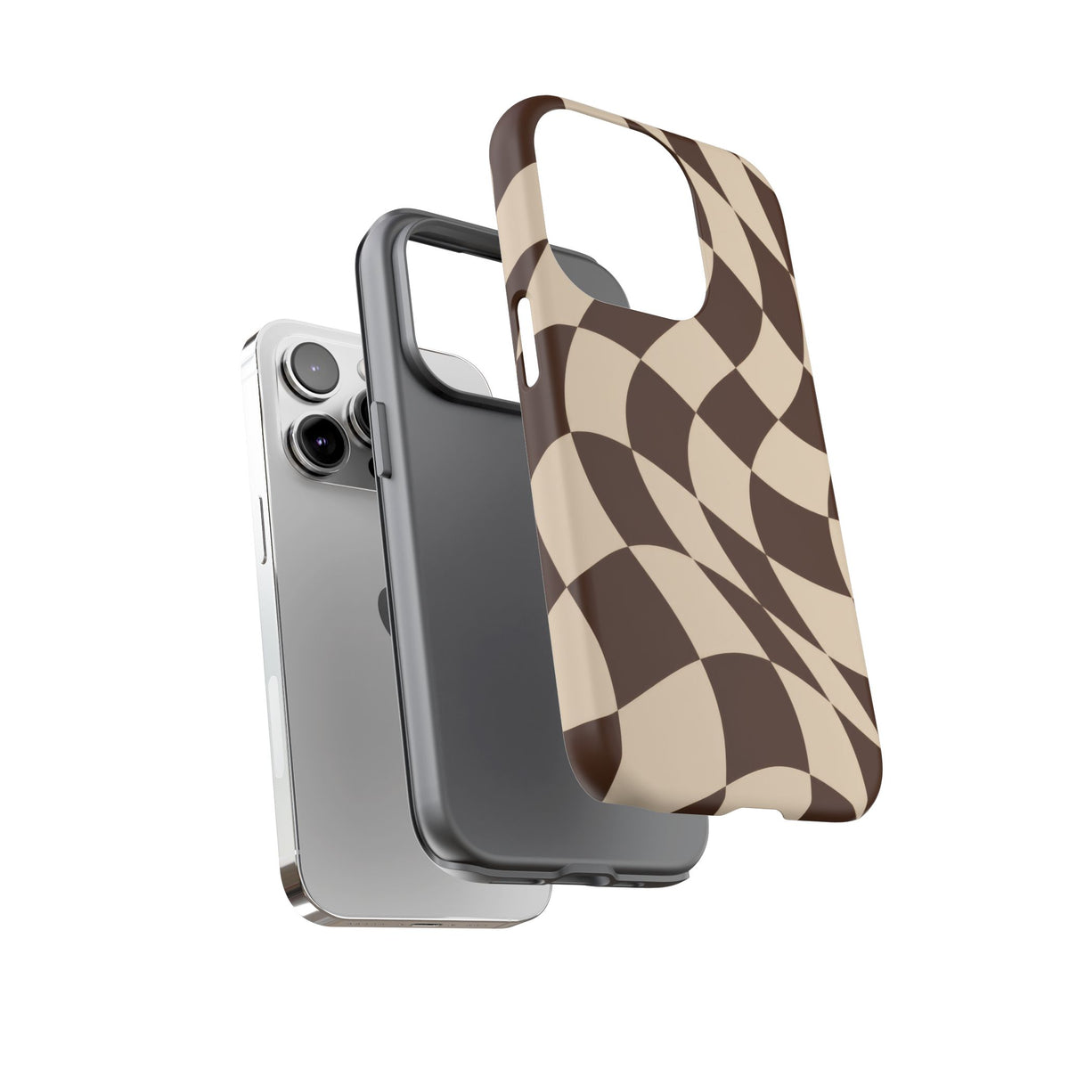 Espresso Wave iPhone Tough Case | brown checkerboard