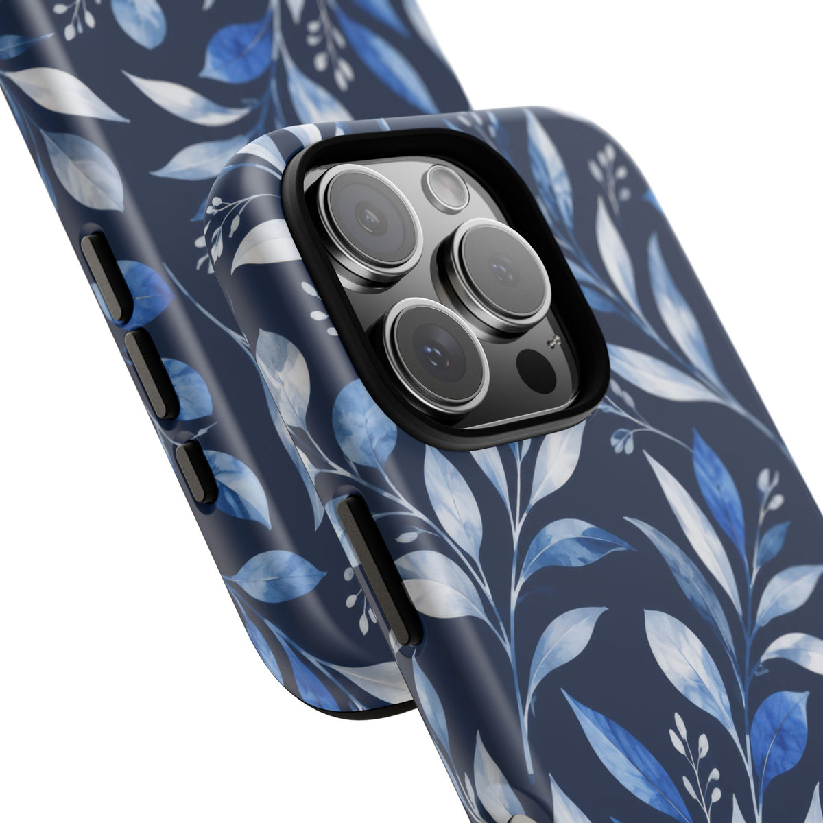 Blue Hour Botanical iPhone Tough Case | Blue Botanical Leaf Pattern