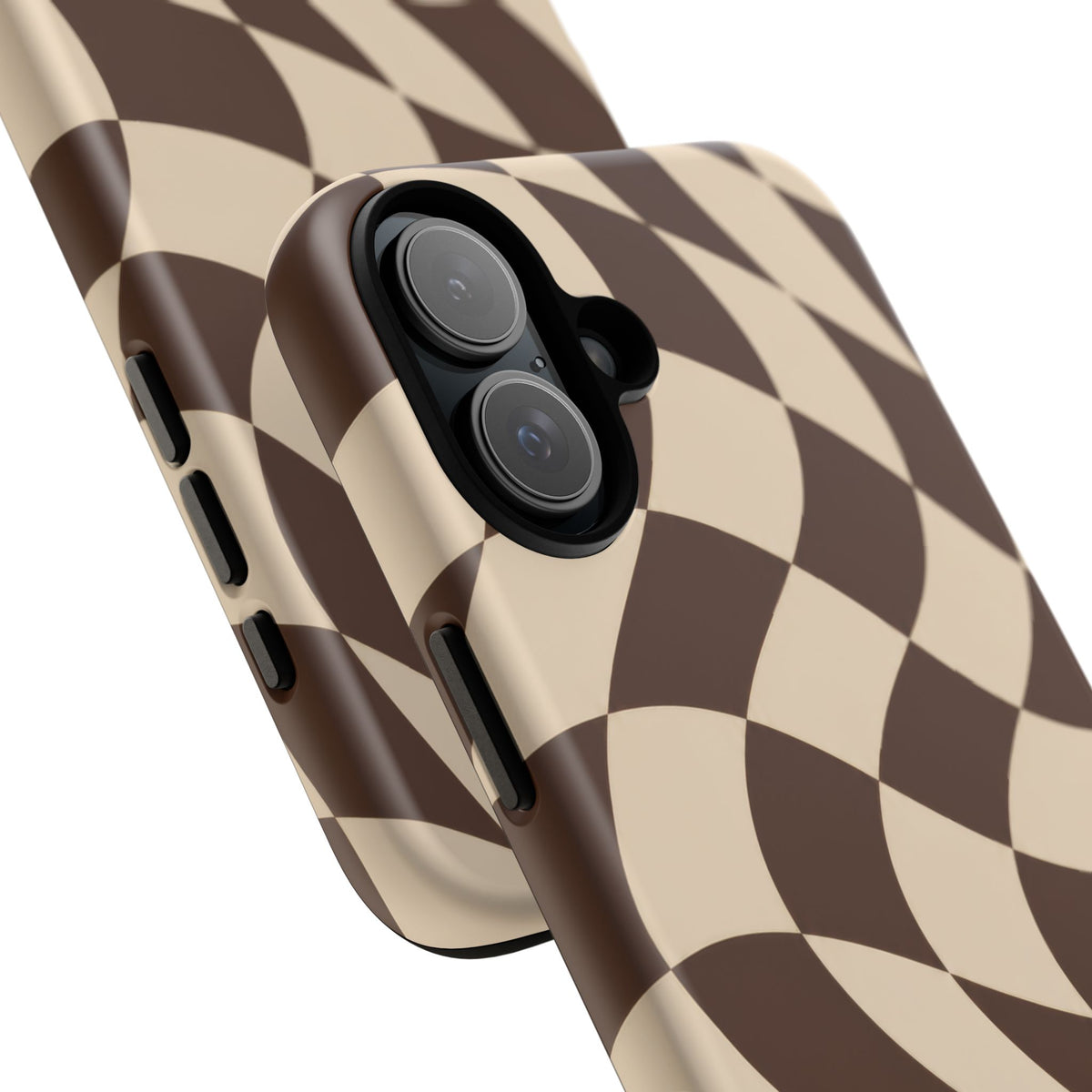 Espresso Wave iPhone Tough Case | brown checkerboard