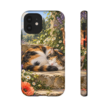 Garden Nap iPhone Tough Case | calico cat