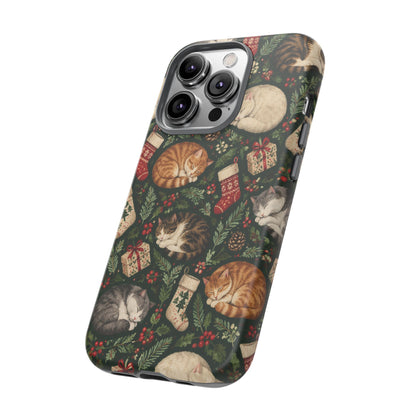 Christmas Cat Naps iPhone Tough Case | christmas cats
