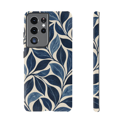 Indigo Folia Samsung Galaxy Tough Case | Indigo & Ivory Leaf Pattern