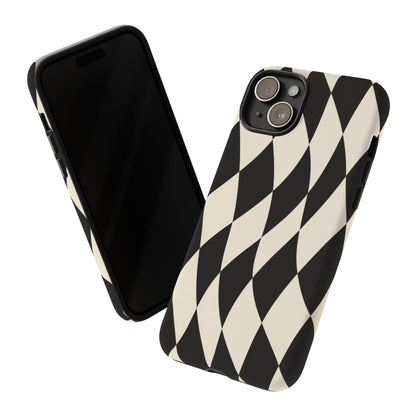 Harlequin Sway iPhone Tough Case | Black & White Harlequin