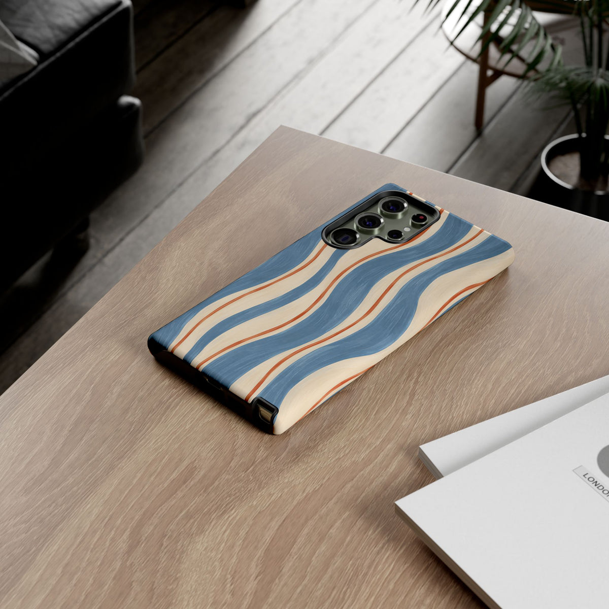 Blue Wavy Stripe Samsung Galaxy Tough Case | Riviera Ribbons