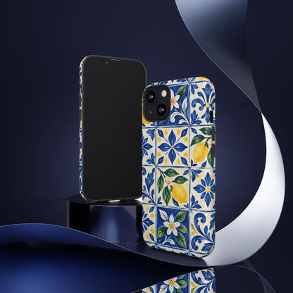 Blue Lemon Tile iPhone Tough Case | Azulejo Orchard