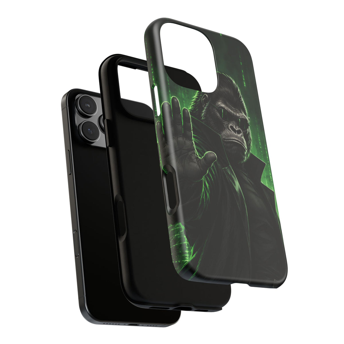 Cyberpunk Gorilla iPhone Tough Case | Neon Code Silverback