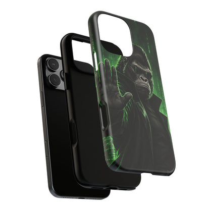 Cyberpunk Gorilla iPhone Tough Case | Neon Code Silverback