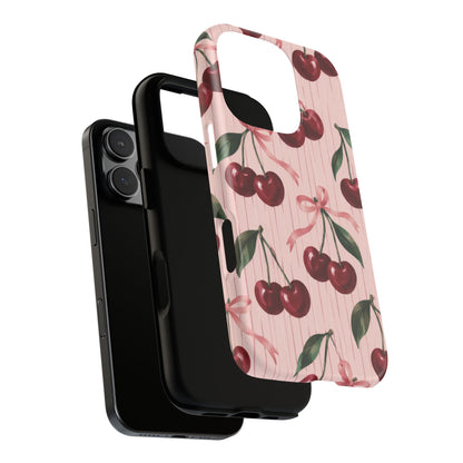 Cherry Ribbon iPhone Tough Case | cherry print