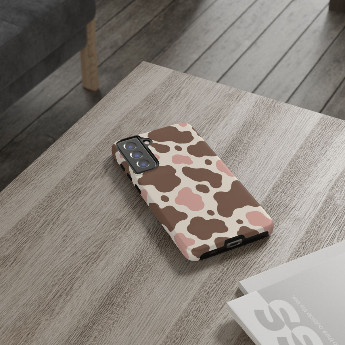 Mocha Blush Samsung Galaxy Tough Case | Brown & Pink Cow Print