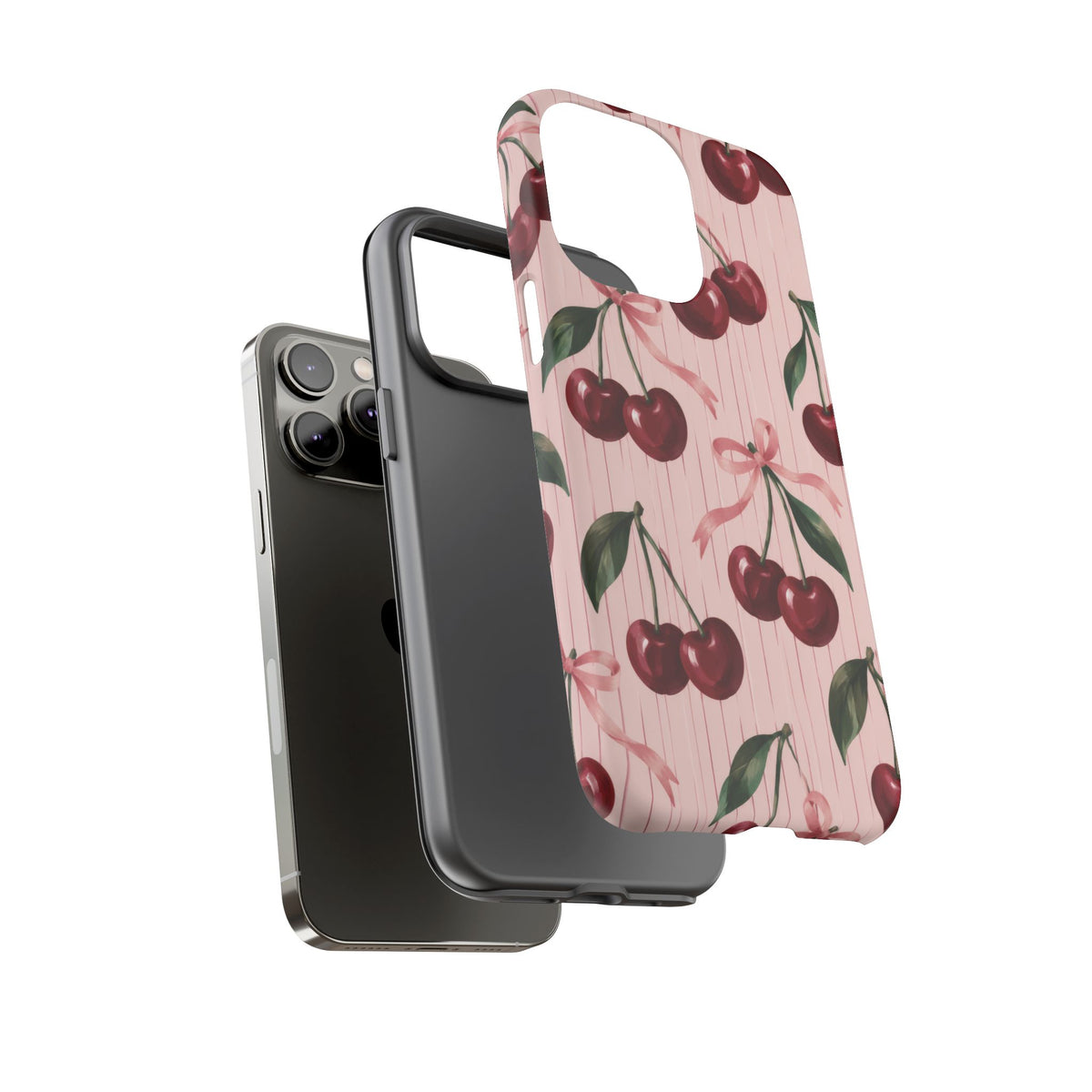 Cherry Ribbon iPhone Tough Case | cherry print
