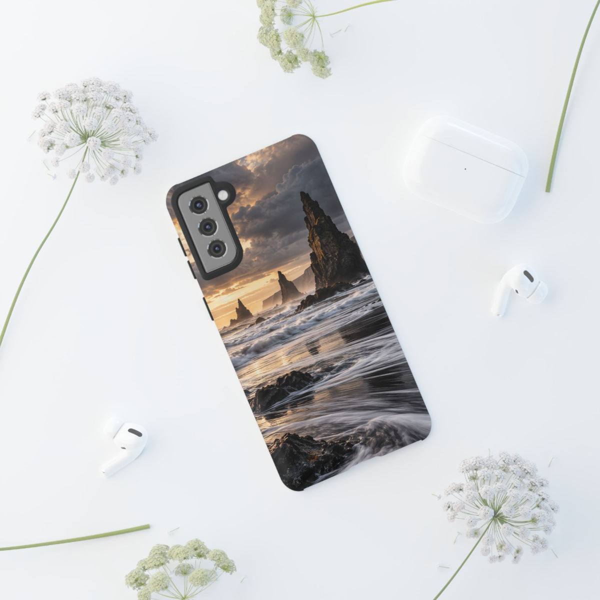 Black Sand and Silver Samsung Galaxy Tough Case | black sand beach