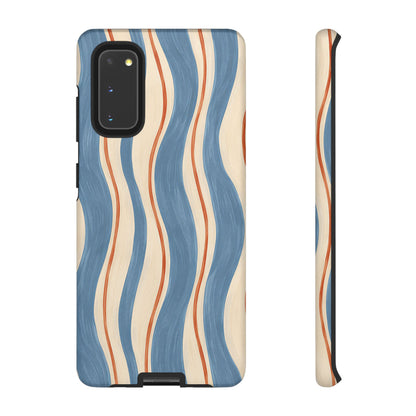 Blue Wavy Stripe Samsung Galaxy Tough Case | Riviera Ribbons