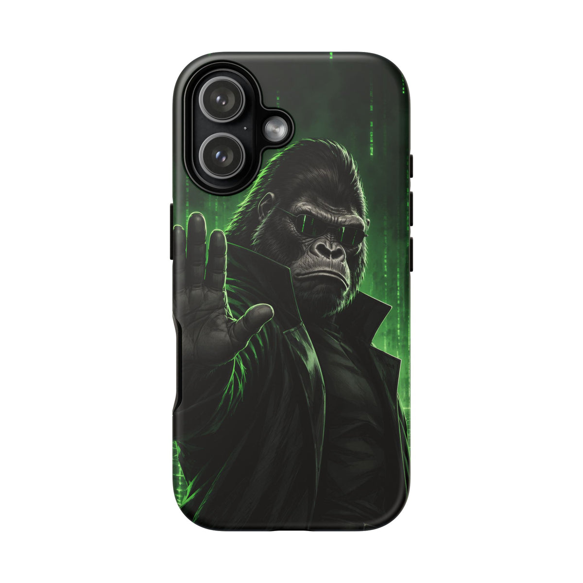 Cyberpunk Gorilla iPhone Tough Case | Neon Code Silverback