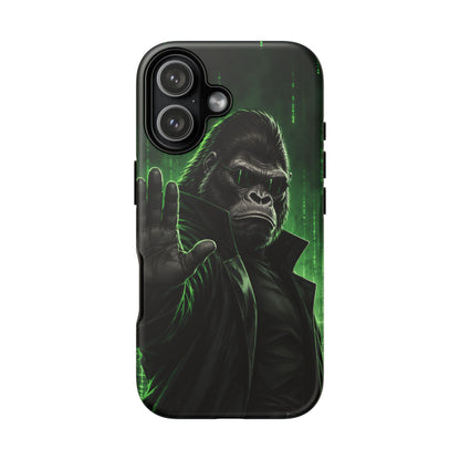 Cyberpunk Gorilla iPhone Tough Case | Neon Code Silverback
