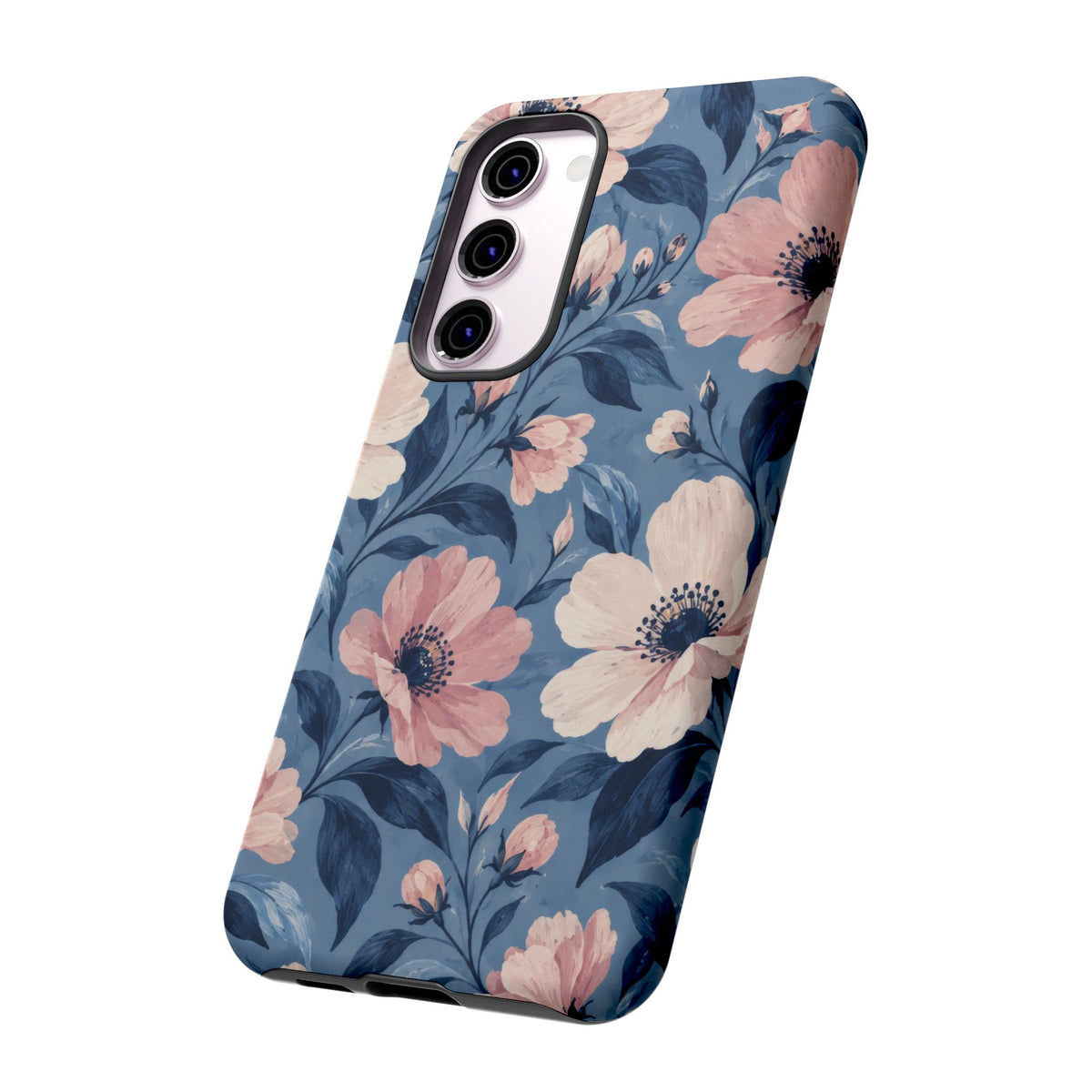 Dusk Blossom Samsung Galaxy Tough Case | Pink & Ivory Floral on Blue