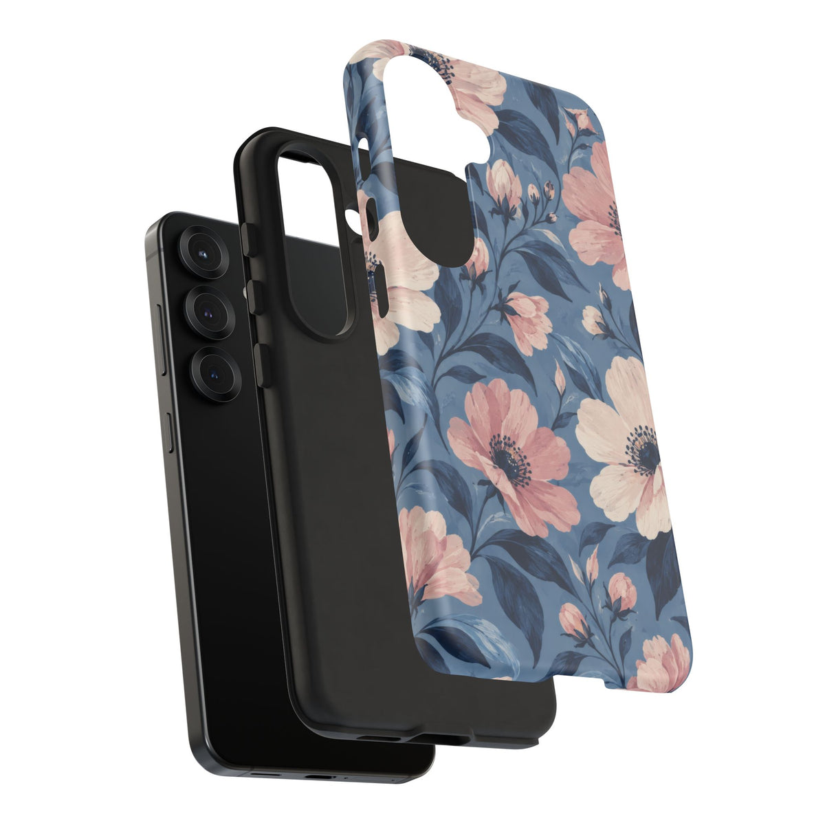 Dusk Blossom Samsung Galaxy Tough Case | Pink & Ivory Floral on Blue