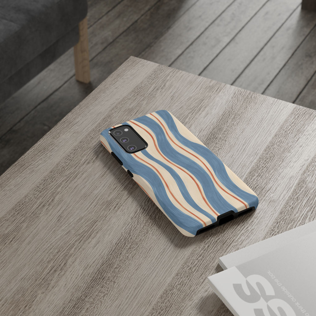 Blue Wavy Stripe Samsung Galaxy Tough Case | Riviera Ribbons