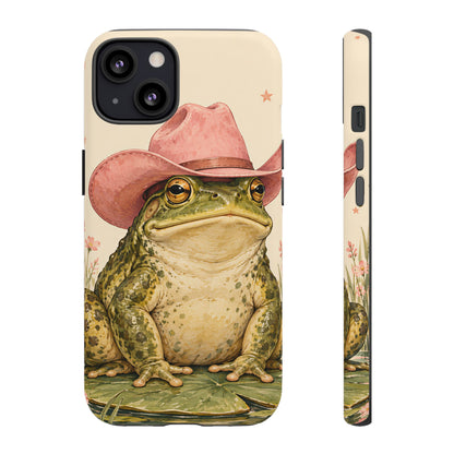 Cowboy Frog iPhone Tough Case | Pink Hat Bullfrog