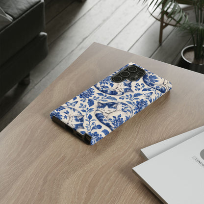 Porcelain Paws Samsung Galaxy Tough Case | blue cat pattern