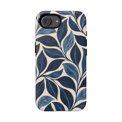 Indigo Folia iPhone Tough Case | Indigo & Ivory Leaf Pattern